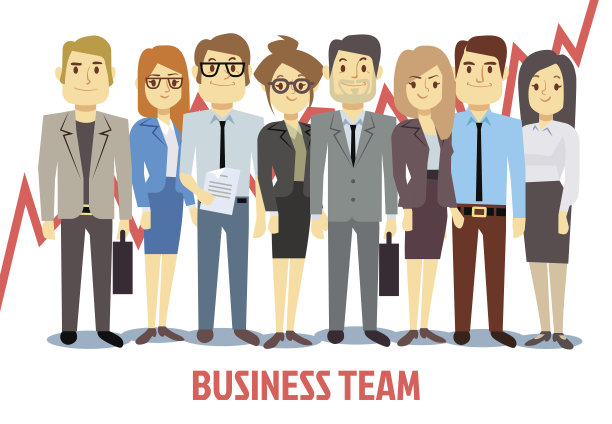 业务团队矢量概念与男人和女人站在一起图片下载