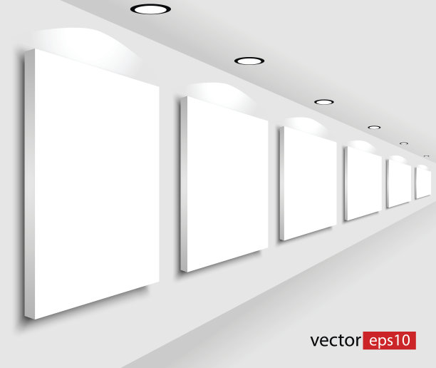 画廊内部与空框架在墙上图片下载