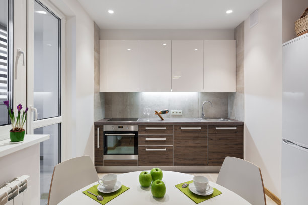 厨房内部在现代公寓在斯堪的纳维亚风格图片下载