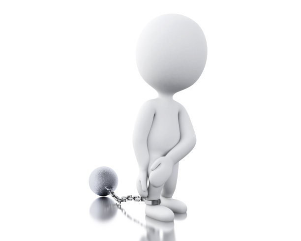 被罚的罪犯被铁球绑住。图片下载