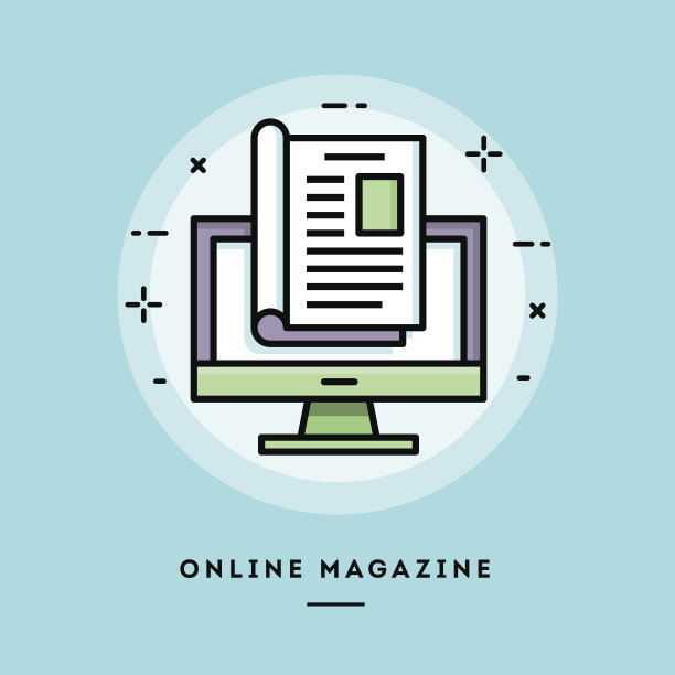 在线杂志，平面设计细线横幅图片下载