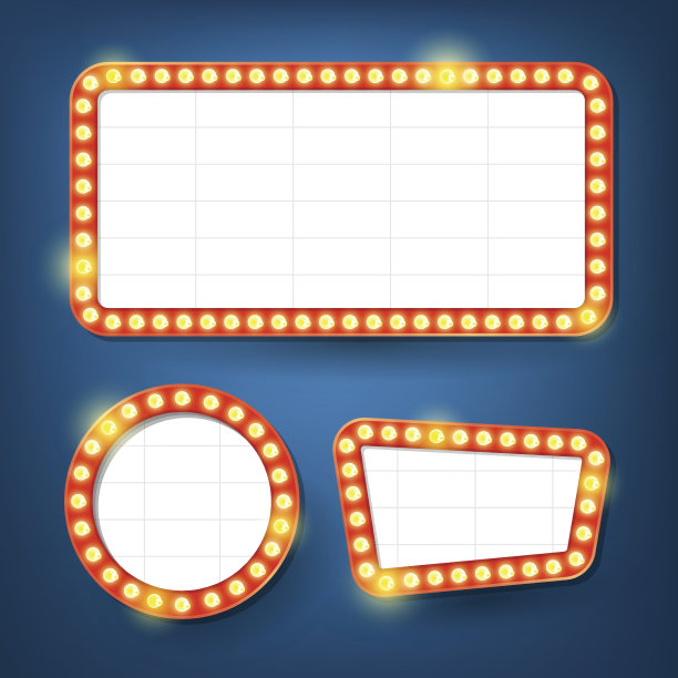 电的灯泡广告牌。复古的帧。素材图片