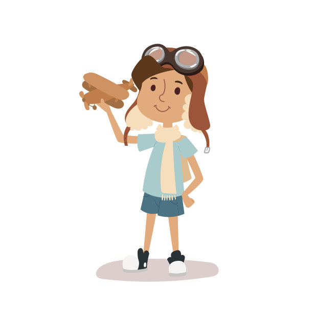 卡通向量儿童扮演飞行员航空角色。图片下载