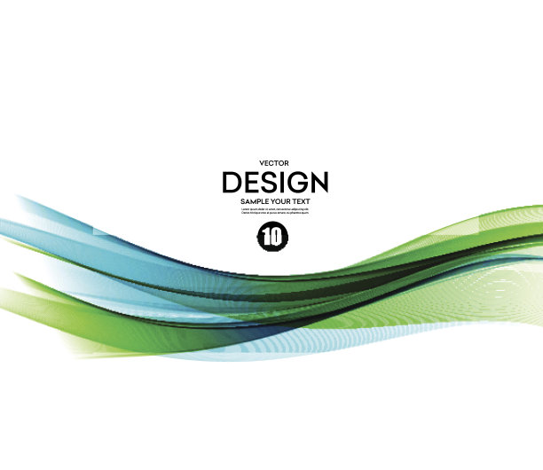 抽象矢量背景，蓝色和绿色波浪图片下载