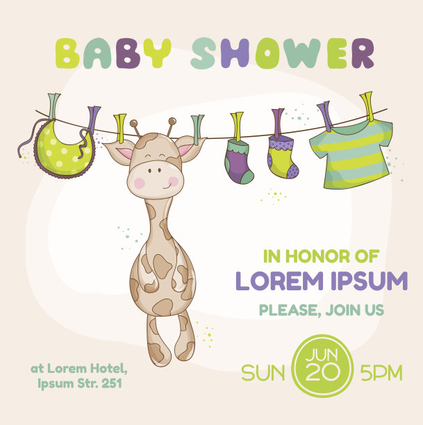 宝宝长颈鹿淋浴卡-为你的文本的地方图片下载