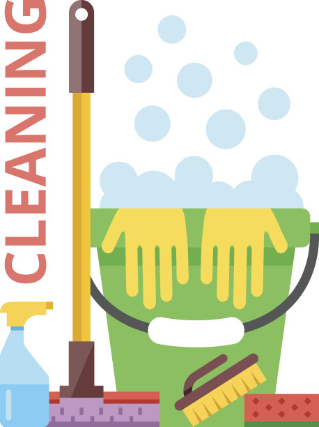 清洁平面插图。大扫除和大扫除服务理念图片下载