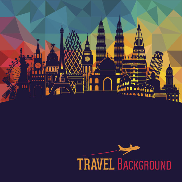 世界上详细的天际线。矢量图素材图片