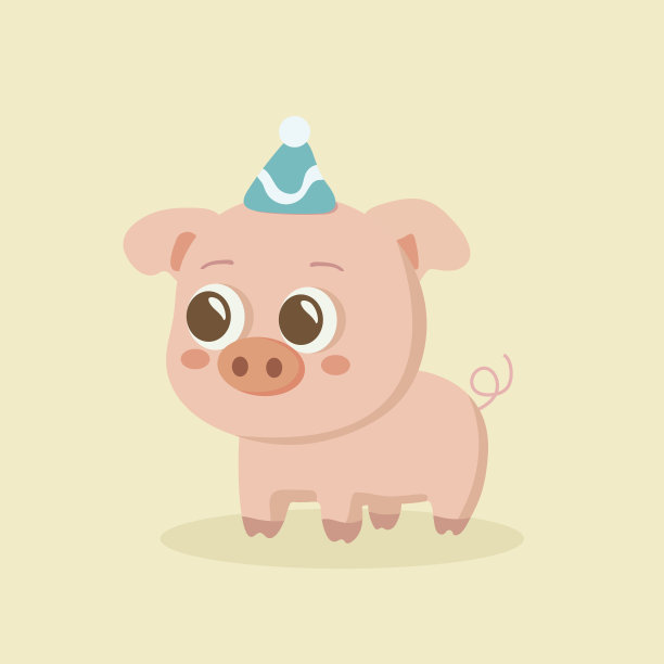 彩色背景上有趣的猪。图片下载