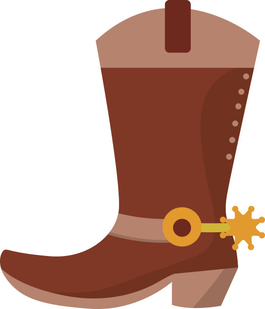 狂野的西部皮革牛仔靴与马刺和星星。向量图片下载