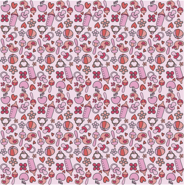 明亮的婴儿男孩图案与可爱的新生元素图片下载