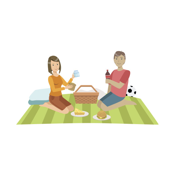 一对夫妇用足球野餐图片下载