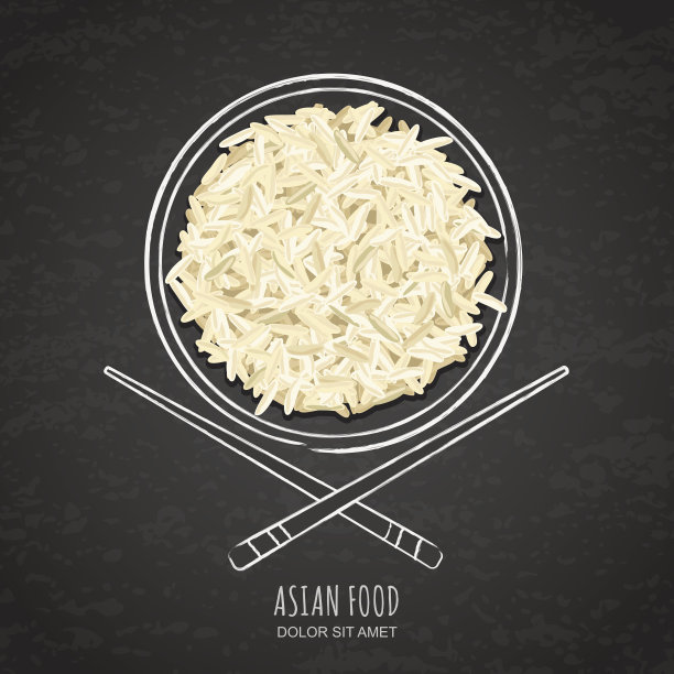 黑板上的白米饭和筷子。图片下载