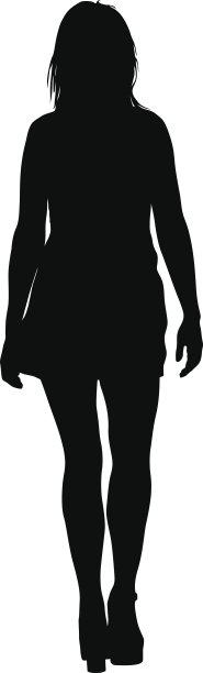 黑色剪影的女人站在那里，人们在白色的背景上图片下载