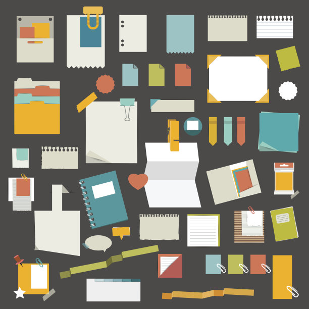 大套扁平的提醒贴纸。信息集。图片下载