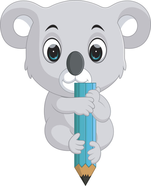 可爱的考拉拿着铅笔图片下载