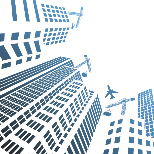 现代建筑和办公室玻璃正在建设的剪影图片下载