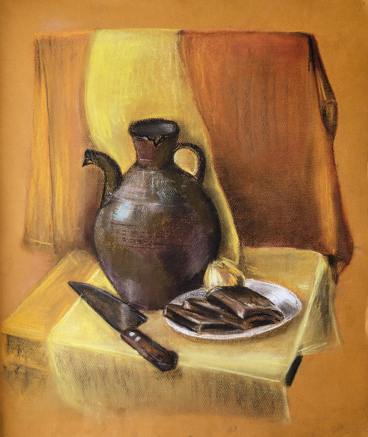 《和Jug一起生活》。一幅画。纸,干燥的彩笔图片下载