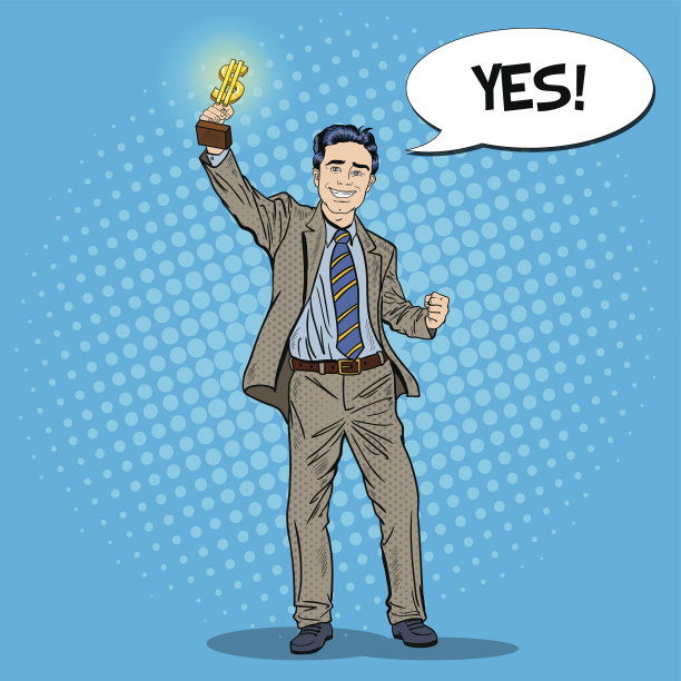 波普艺术商人与黄金优胜者杯素材图片