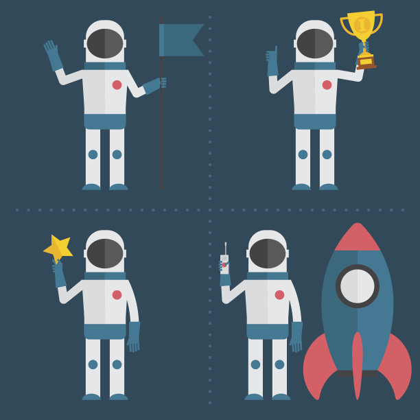 有国旗，杯子，星星，火箭的宇航员概念素材图片