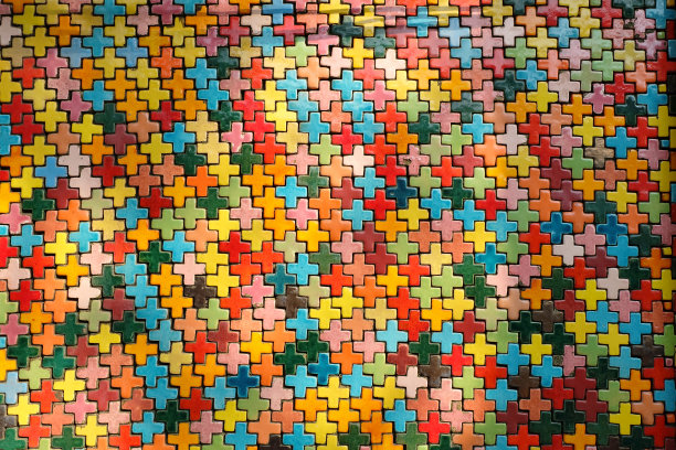 色彩丰富的陶瓷十字瓦纹理图片下载