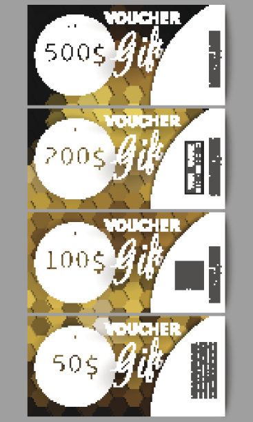 一套现代礼品券模板。多边形设计矢量，色彩丰富图片下载