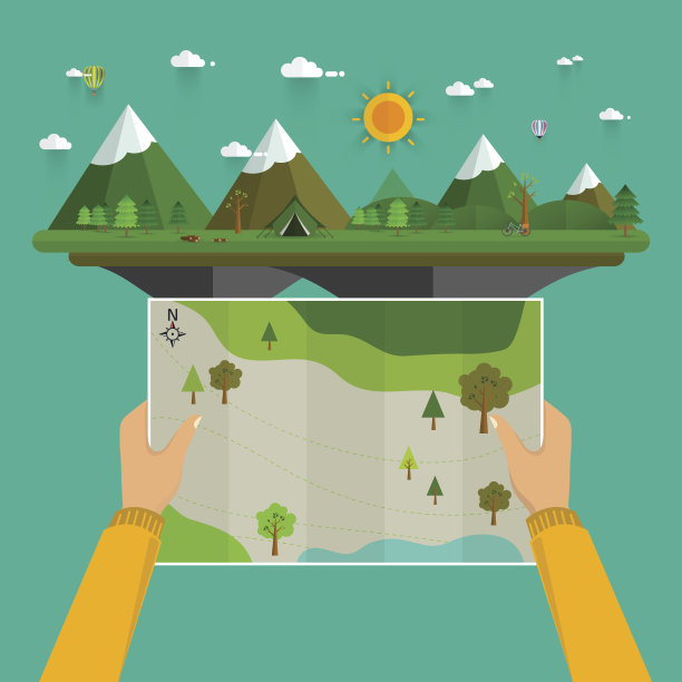 一个拿着地图徒步旅行的人图片下载