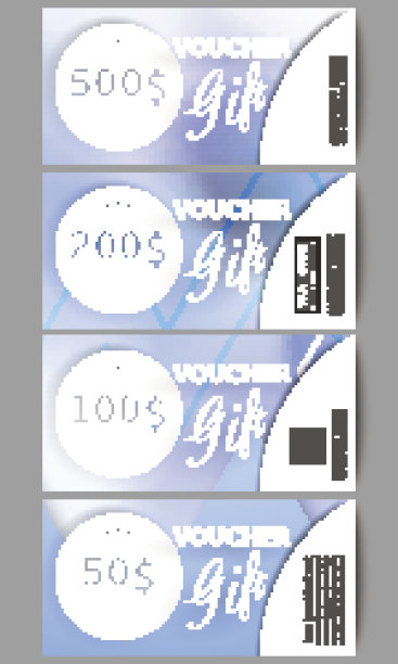 一套现代礼品券模板。冬季设计，抽象的蓝色图片下载