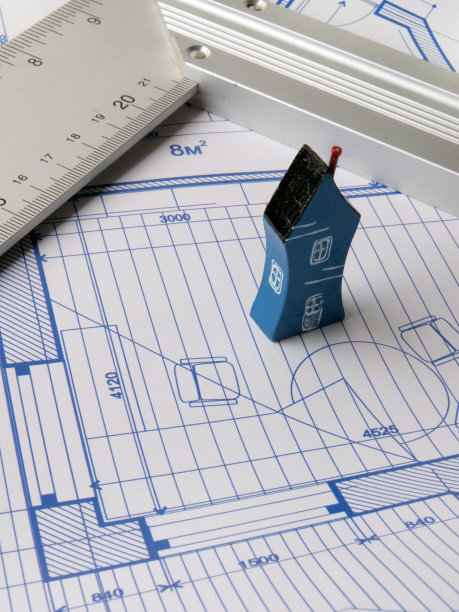 蓝图和微型房屋模型图片下载