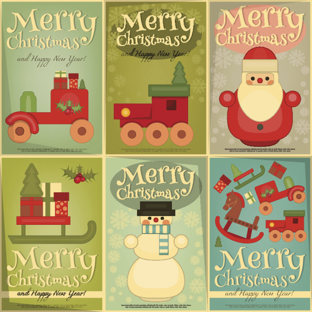 圣诞快乐及新年快乐海报套装图片下载