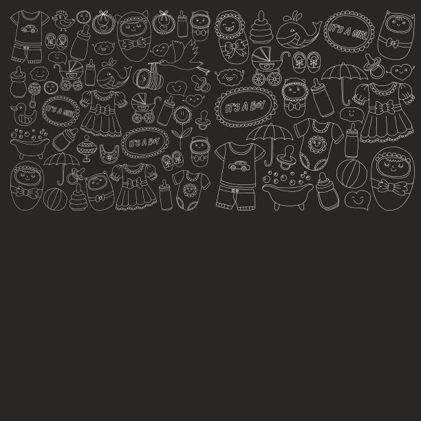 婴儿图标手绘涂鸦矢量集图片下载