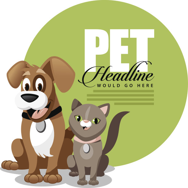 可爱的卡通狗和猫广告背景模板素材图片