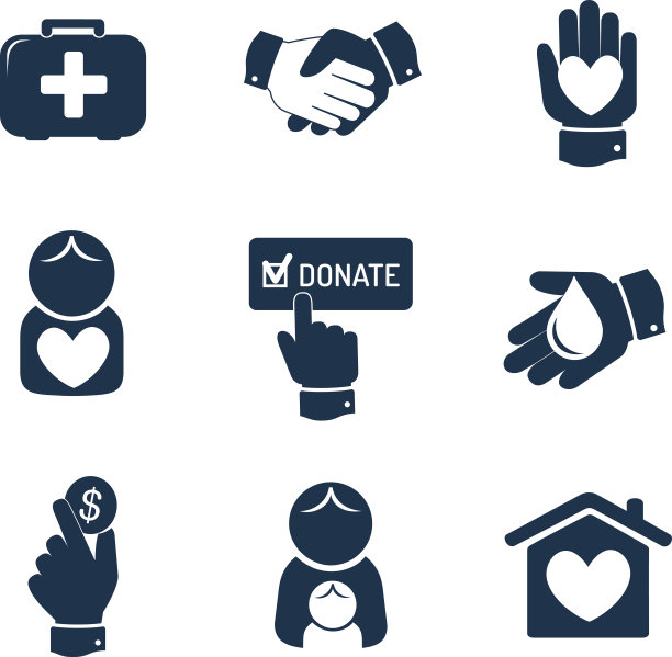 慈善和捐赠图标集图片下载