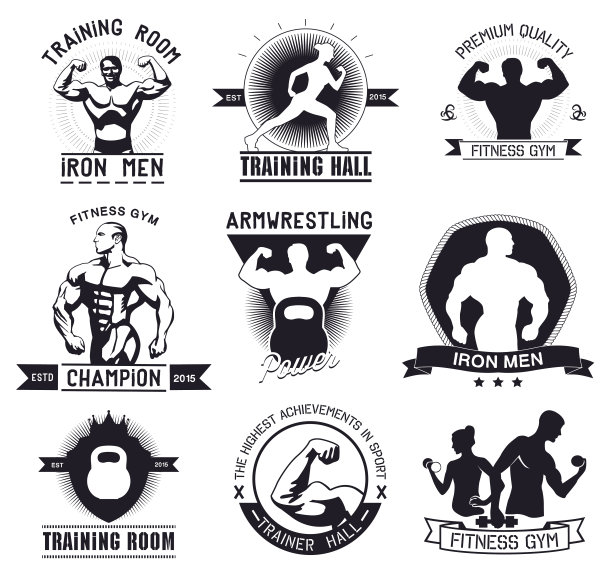 健身和健身馆的标志和标志图片下载