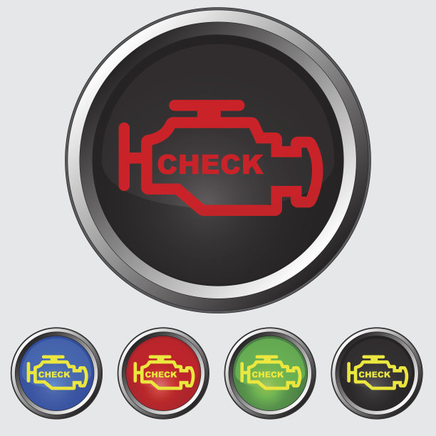 一组自动图标。检查引擎的按钮。图片下载