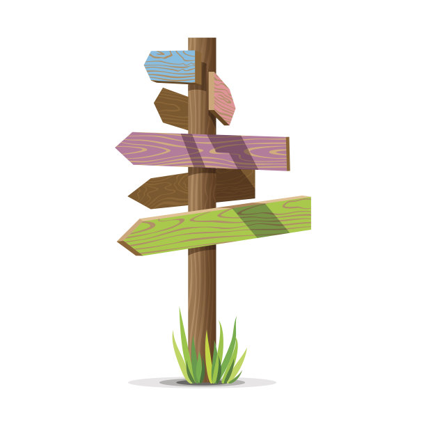 彩色木箭头空矢量招牌图片下载