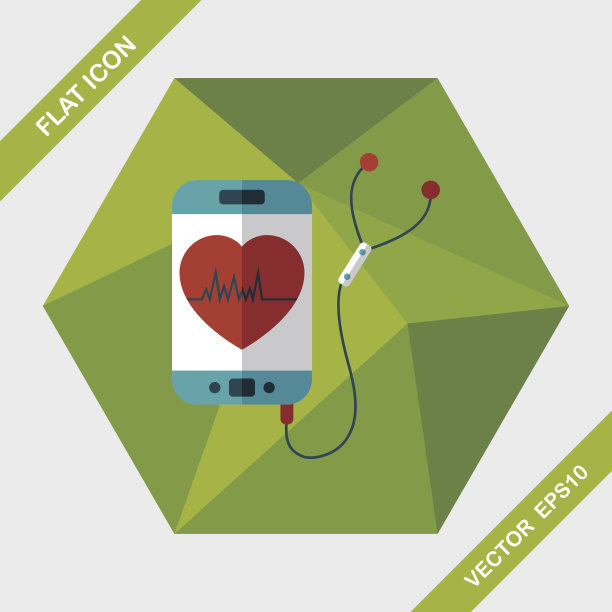 心率运动器材平面图标与长阴影，eps10图片下载