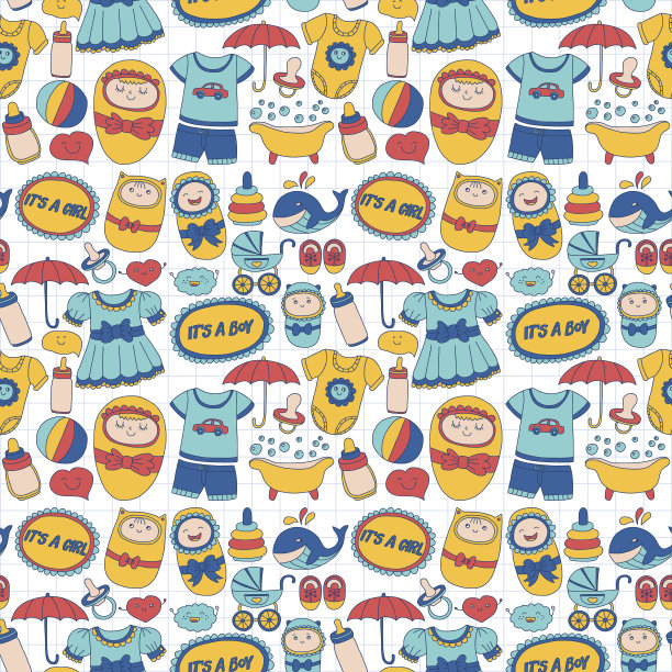 婴儿图标手绘涂鸦矢量集图片下载