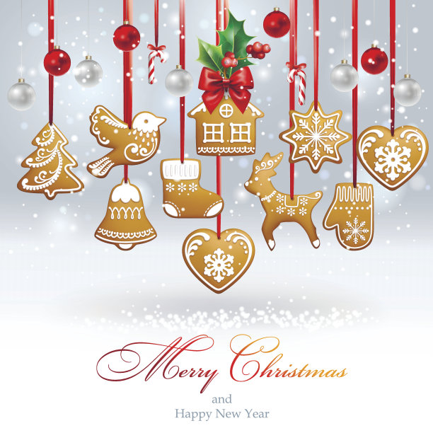 用自制的姜饼做圣诞背景。图片下载