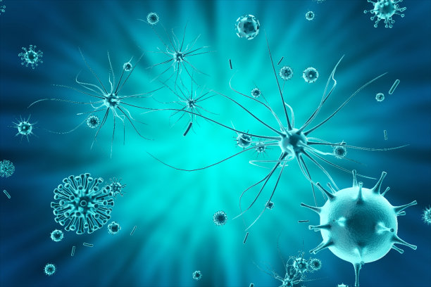 在被感染生物中呈现病毒，病毒性疾病流行，病毒摘要素材图片