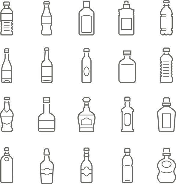 线条图标设置-瓶子和饮料图片下载