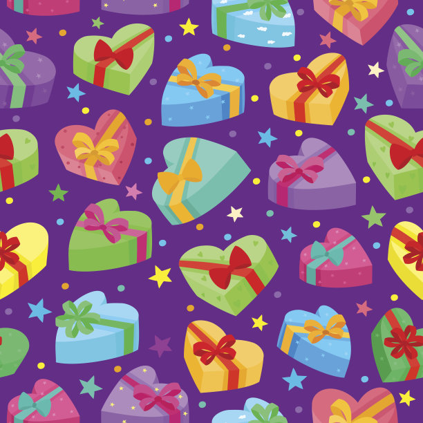 情人节礼物收藏。矢量无缝图案的卡通礼品图片下载