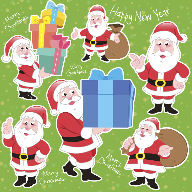 可爱的卡通圣诞老人系列图片下载