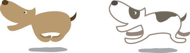 可爱的狗跑卡通向量图片下载