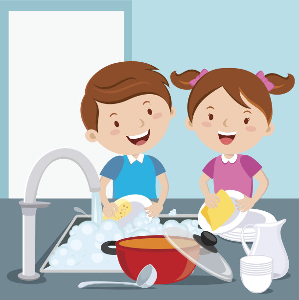 孩子洗碗图片下载