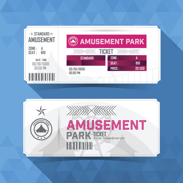 游乐园门票卡。复古元素的设计。图片下载