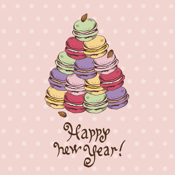 矢量圣诞贺卡与卡通杏仁饼干，新年快乐!图片下载