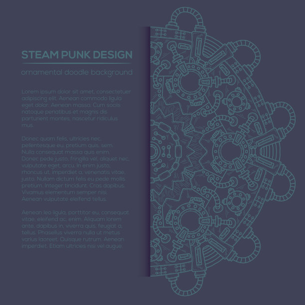 蒸汽朋克矢量设计与工业技术元素图片下载