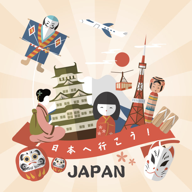 可爱的日本旅游海报素材图片
