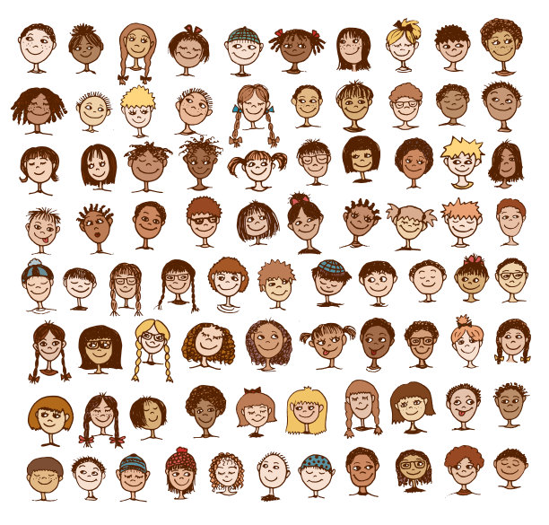 彩色的手绘孩子的脸图片下载