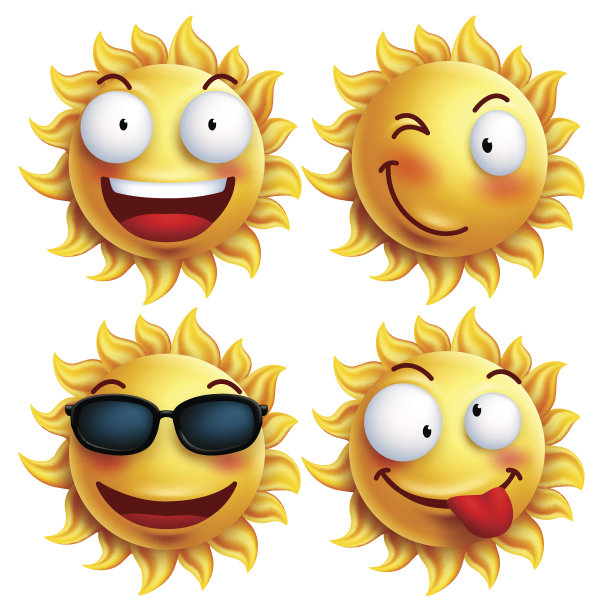 阳光人物，滑稽的面部表情，为夏季光泽素材图片